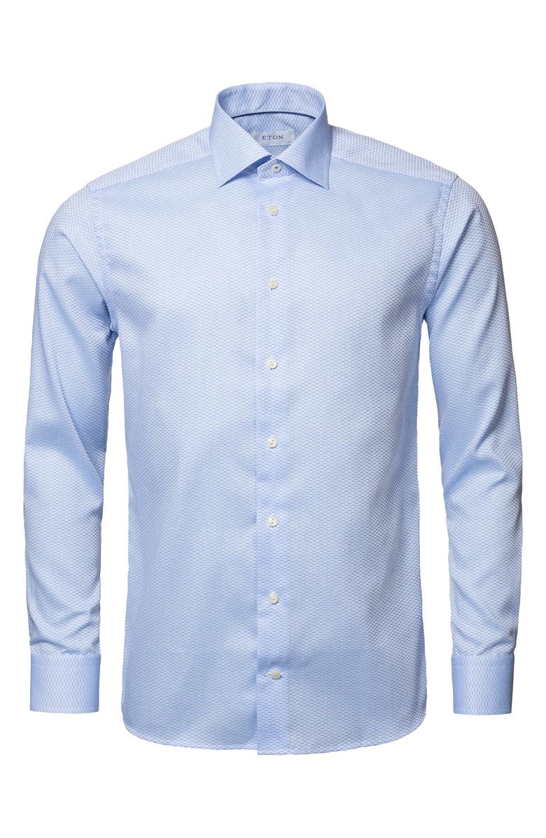 Eton Classic Fit Blue Cotton Dobby Dress Shirt, Alternate, color, Light Blue