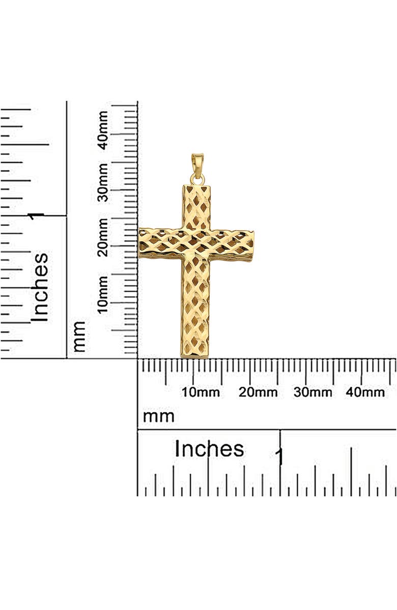 BEST SILVER 14K Gold Diamond Cut Cross Pendant, Alternate, color, Gold