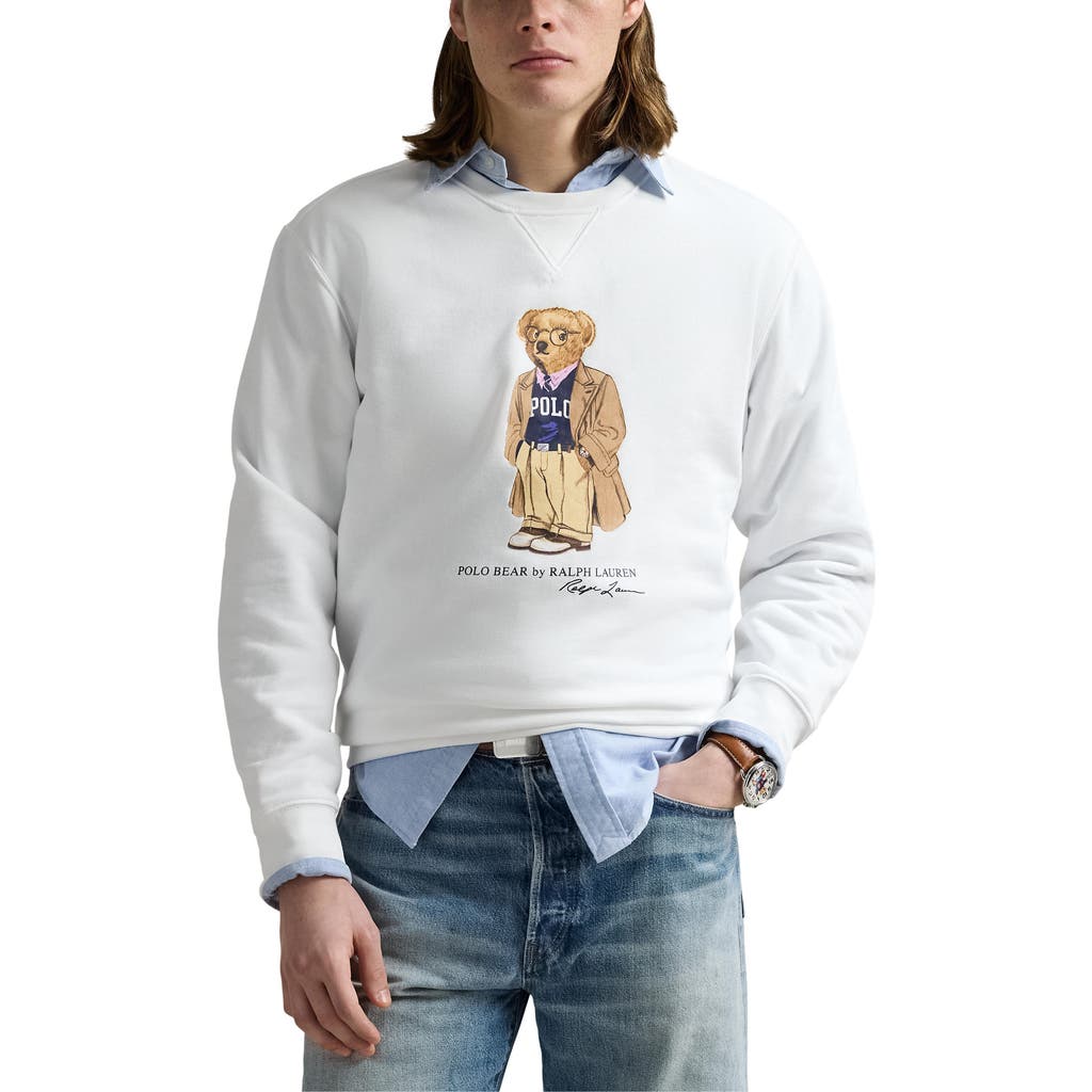 Polo Ralph Lauren Felpa In Misto Cotone Bianco Uomo In Gray