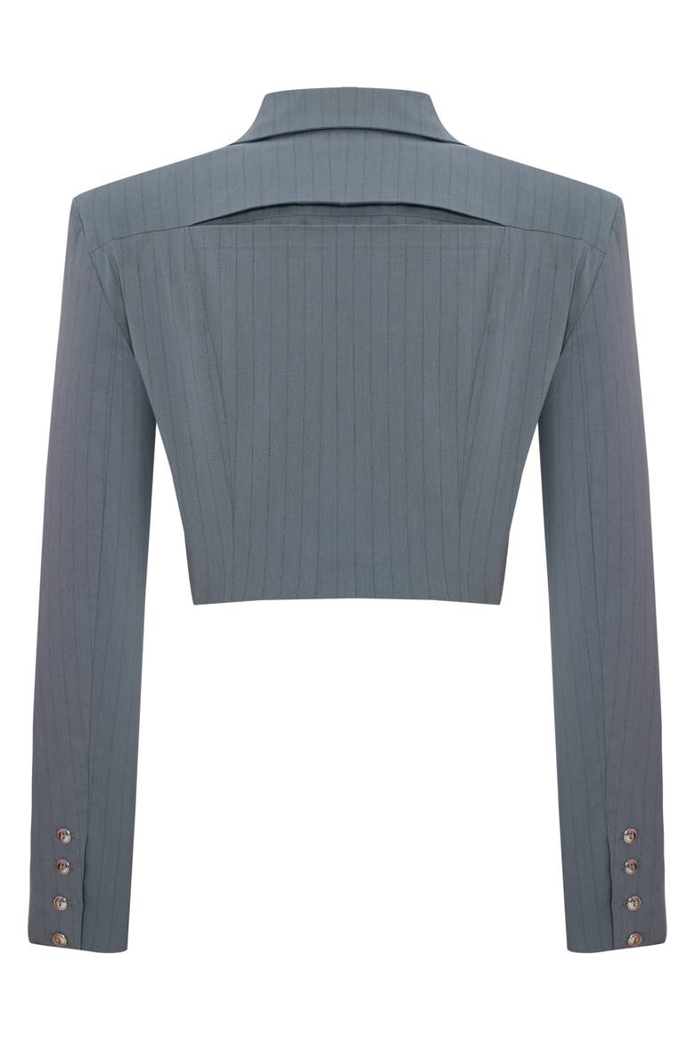 Woven Striped Shirt With Metal Button, Alternate, color, grey