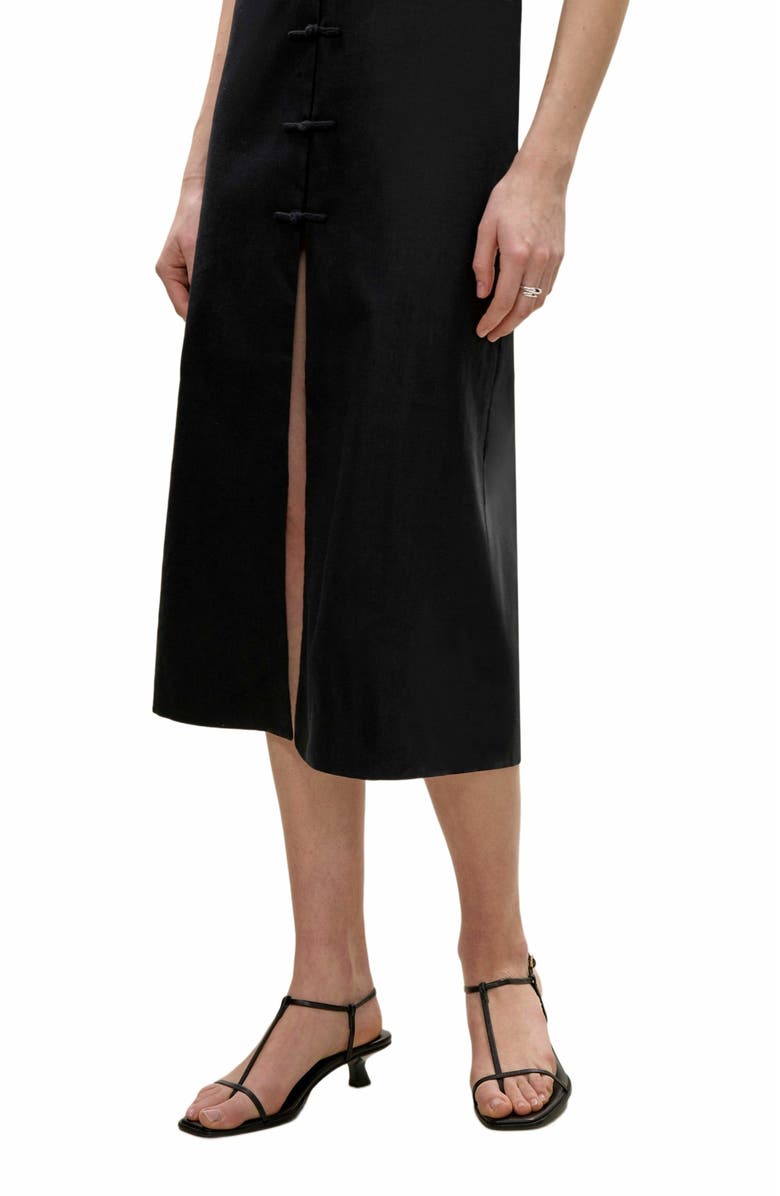 Rebecca Taylor Beatrice Stretch Linen Dress, Alternate, color, Black