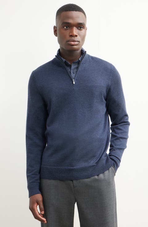 Washable Italian Merino Wool Quarter Zip Sweater