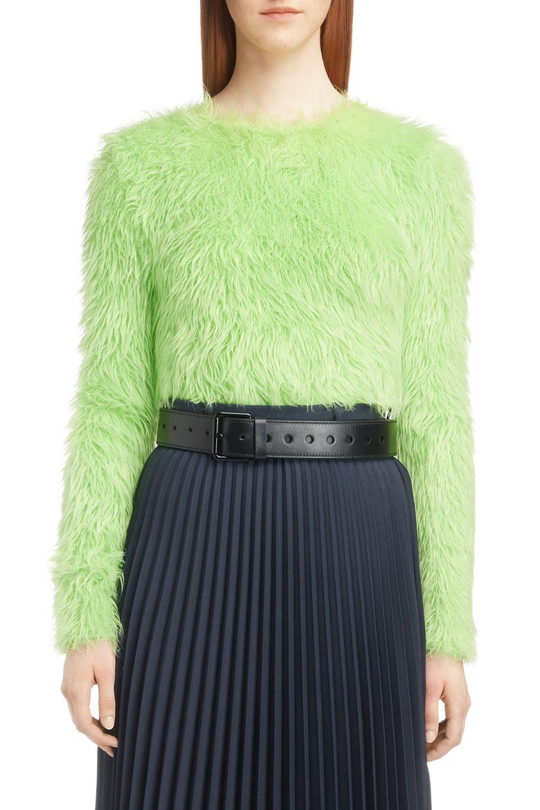Teddy Texture Sweater, Main, color, 3520-ACID GREEN
