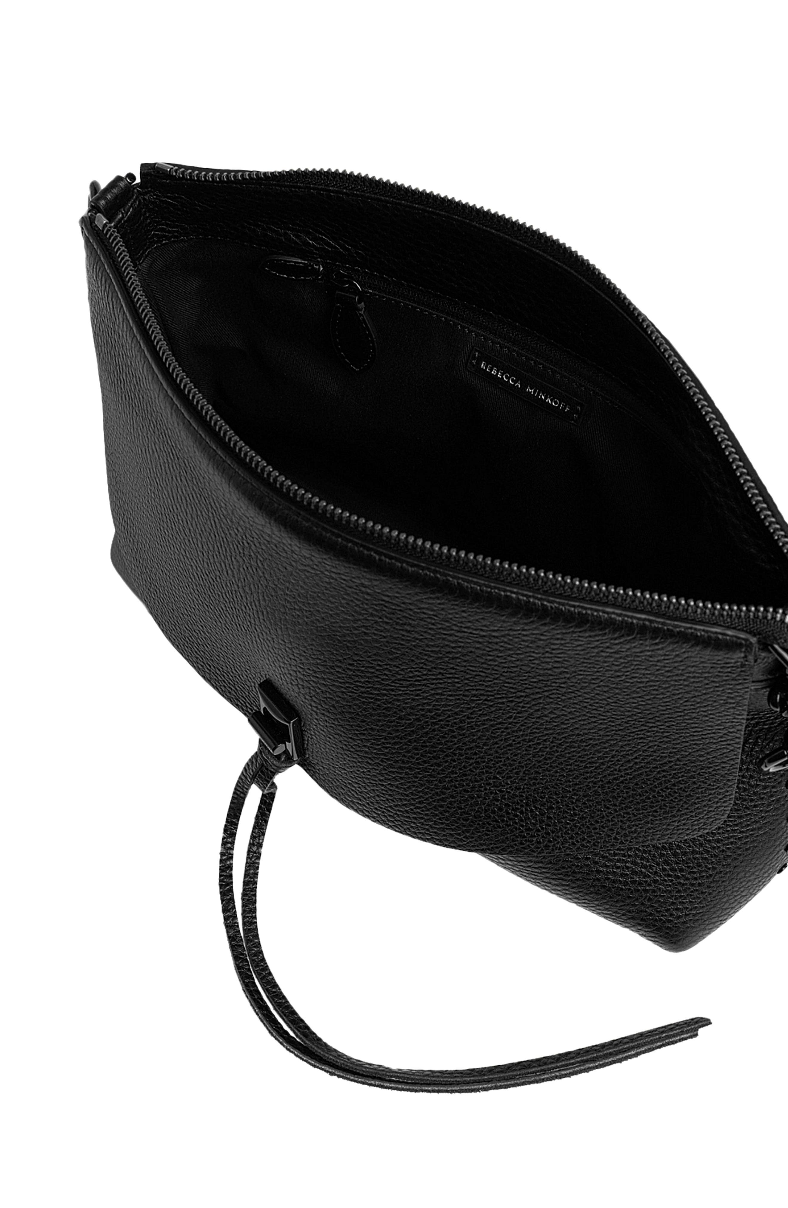Rebecca Minkoff Darren Top Zip Leather Shoulder Bag, Alternate, color, Black