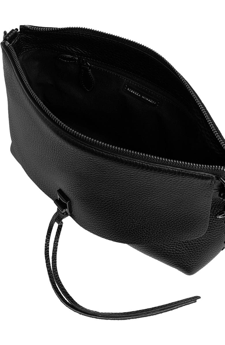 Rebecca Minkoff Darren Top Zip Leather Shoulder Bag, Alternate, color, Black