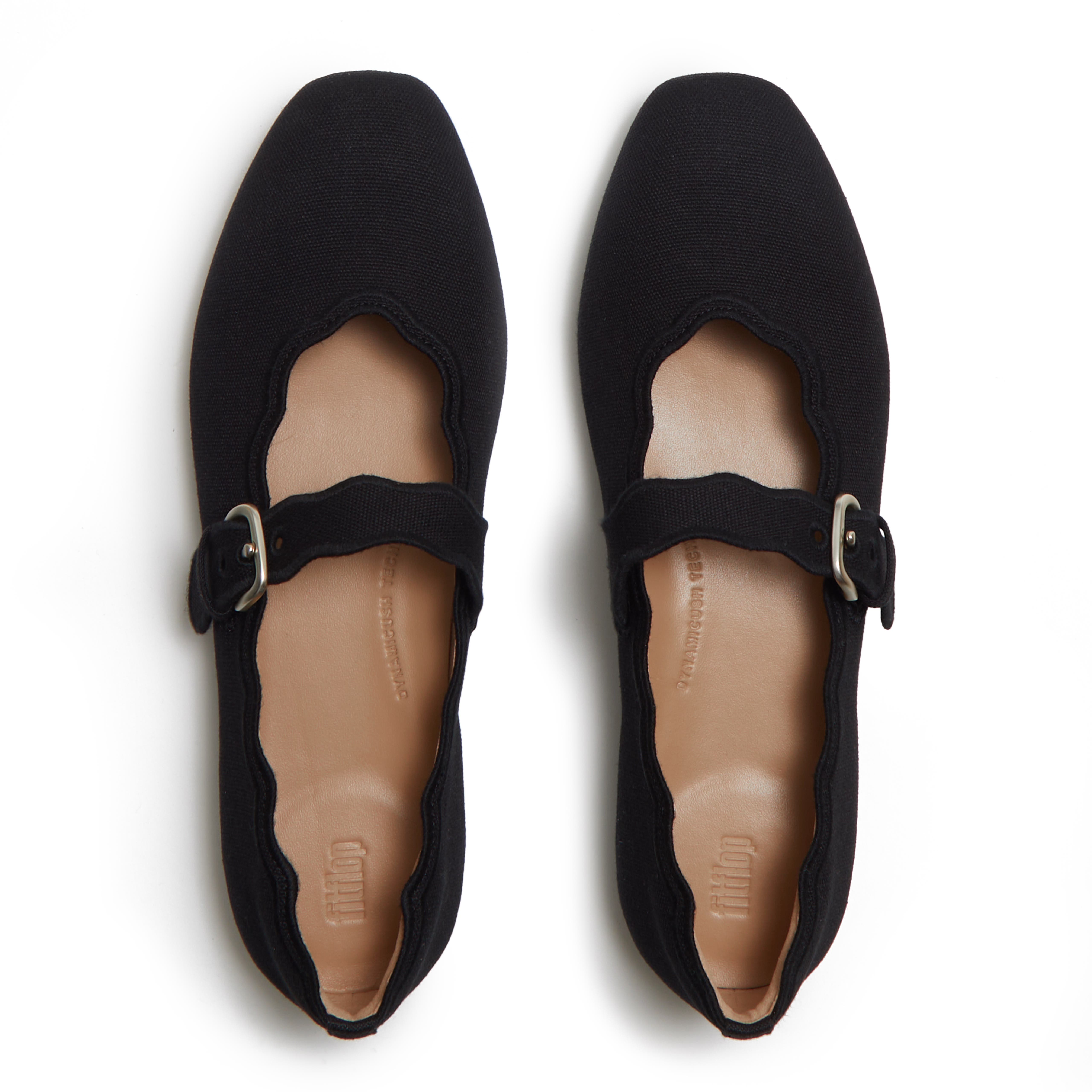 FitFlop Delicato  Wave Edge Canvas Mary Janes, Alternate, color, Black