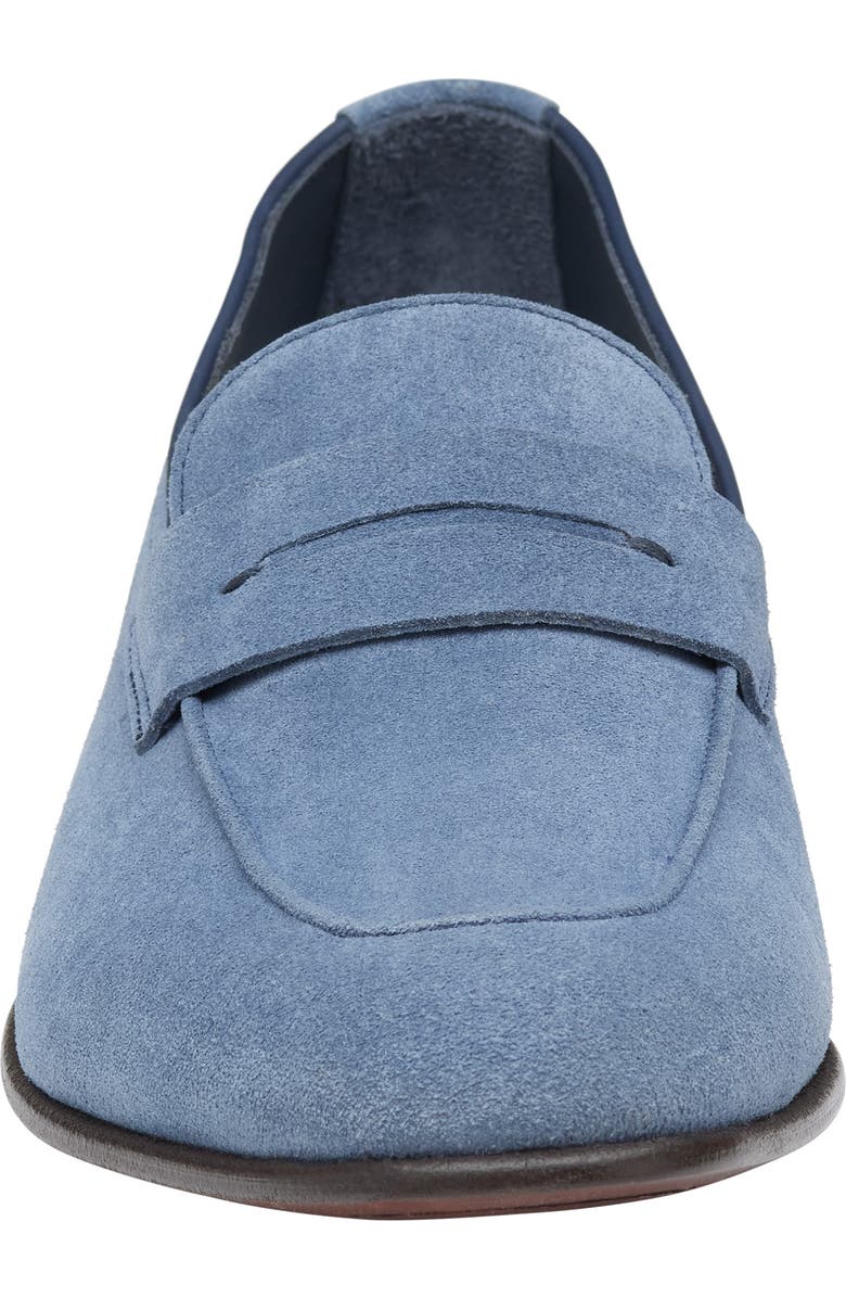 Johnston & Murphy Taylor Moc Toe Penny Loafer, Alternate, color, Denim Italian Suede