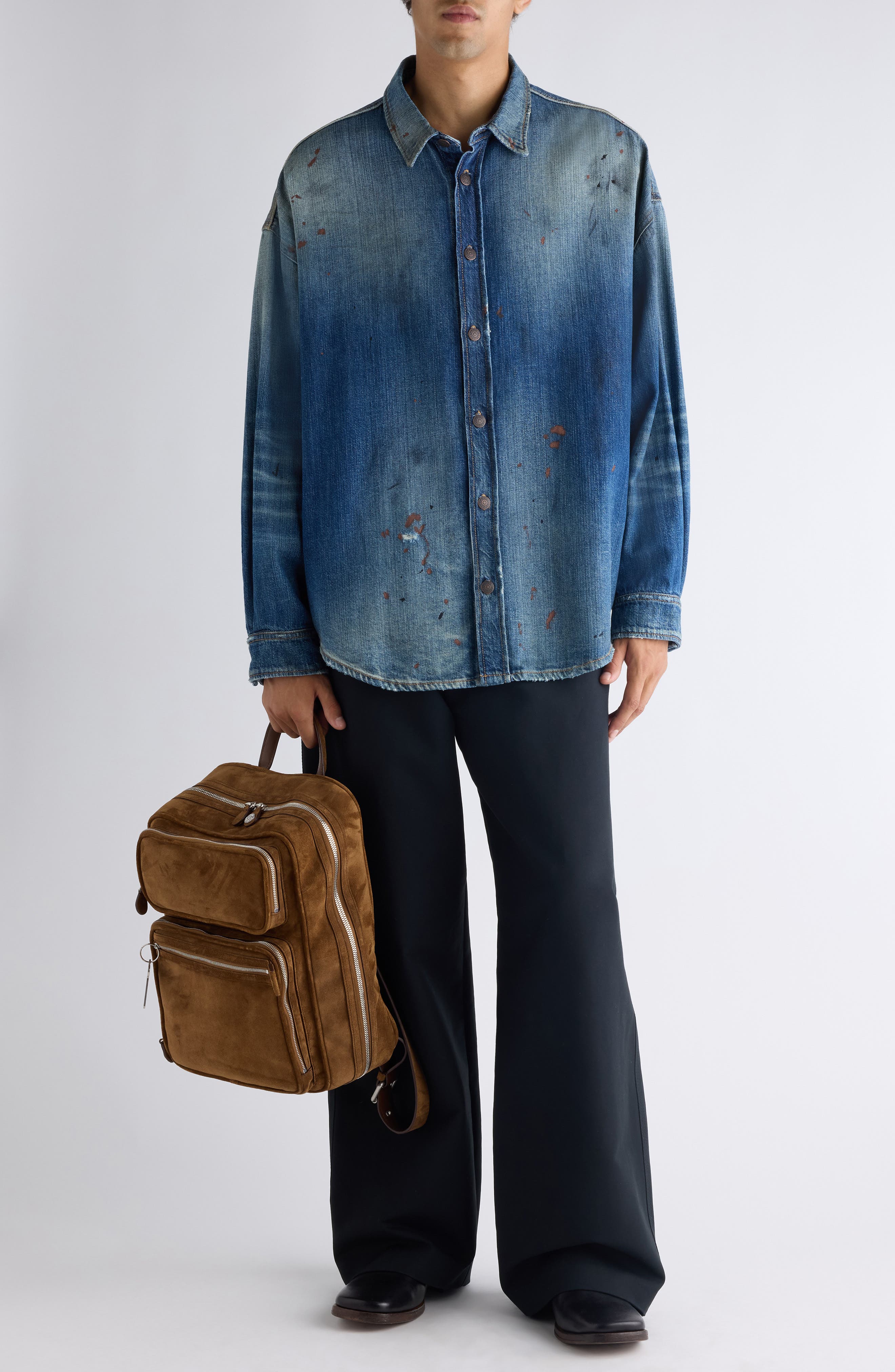 Setar Trafalgar Distressed Denim Button-Up Shirt - image 2