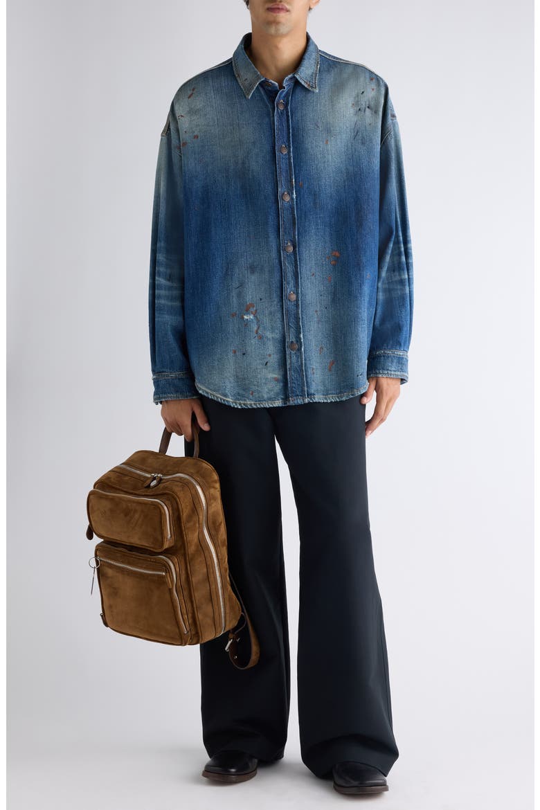 Setar Trafalgar Distressed Denim Button-Up Shirt, Alternate, color, MID BLUE