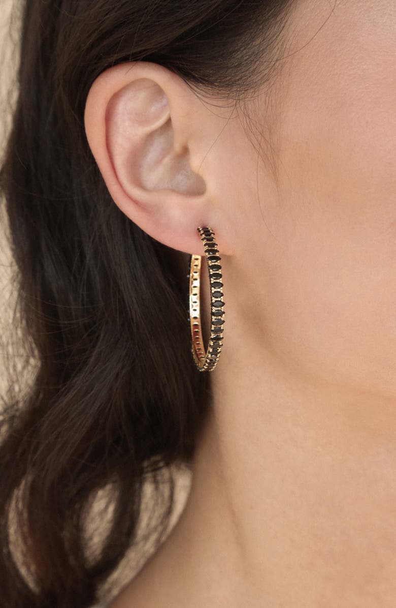 Ettika Dainty Marquise Cubic Zirconia Hoop Earrings, Alternate, color,