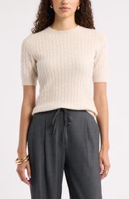 Nordstrom Cashmere Mini Cable Sweater Tee