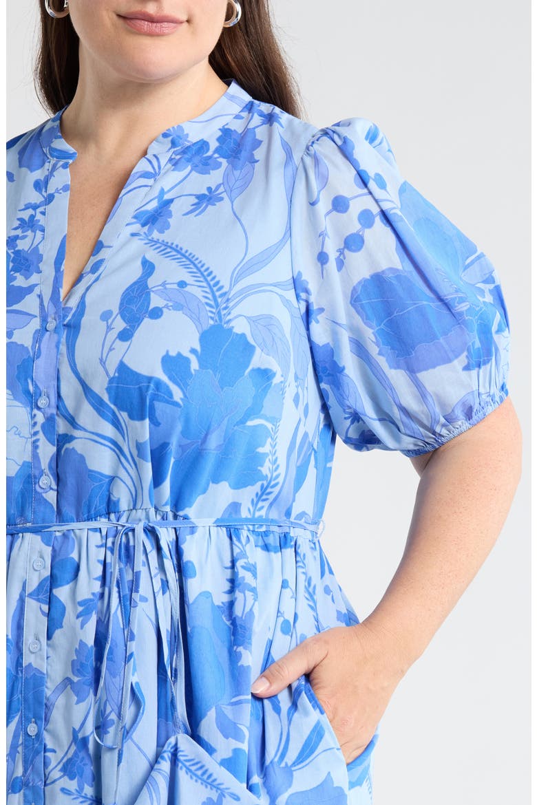 Beth Floral Button-Up Tiered Shirtdress, Alternate, color, LIGHT-BLUE-MULTI