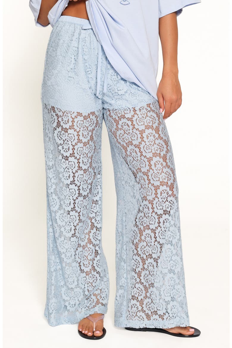 Tia Lace Wide Leg Pants, Main, color, LIGHT BLUE