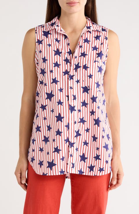 Cotton Sleeveless Button-Up Shirt