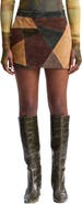 Avec Les Filles Patchwork Suede Miniskirt