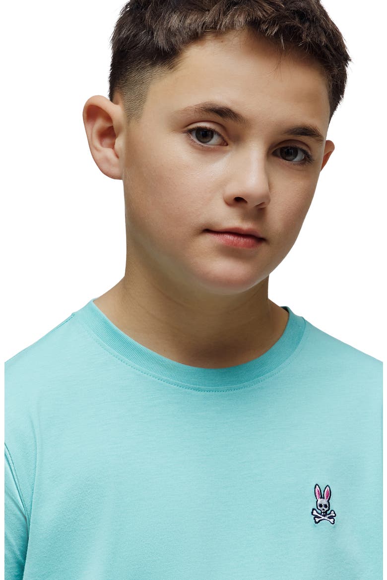 Kids' Classic Logo Embroidered Crewneck T-Shirt, Alternate, color, AQUA HAZE