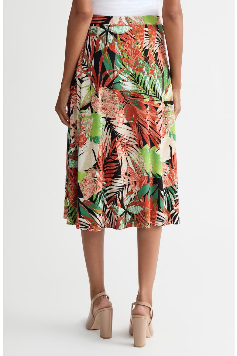 Tropical Print Pull-On Midi Skirt, Alternate, color, RED/ GREEN/ BLACK MULTI