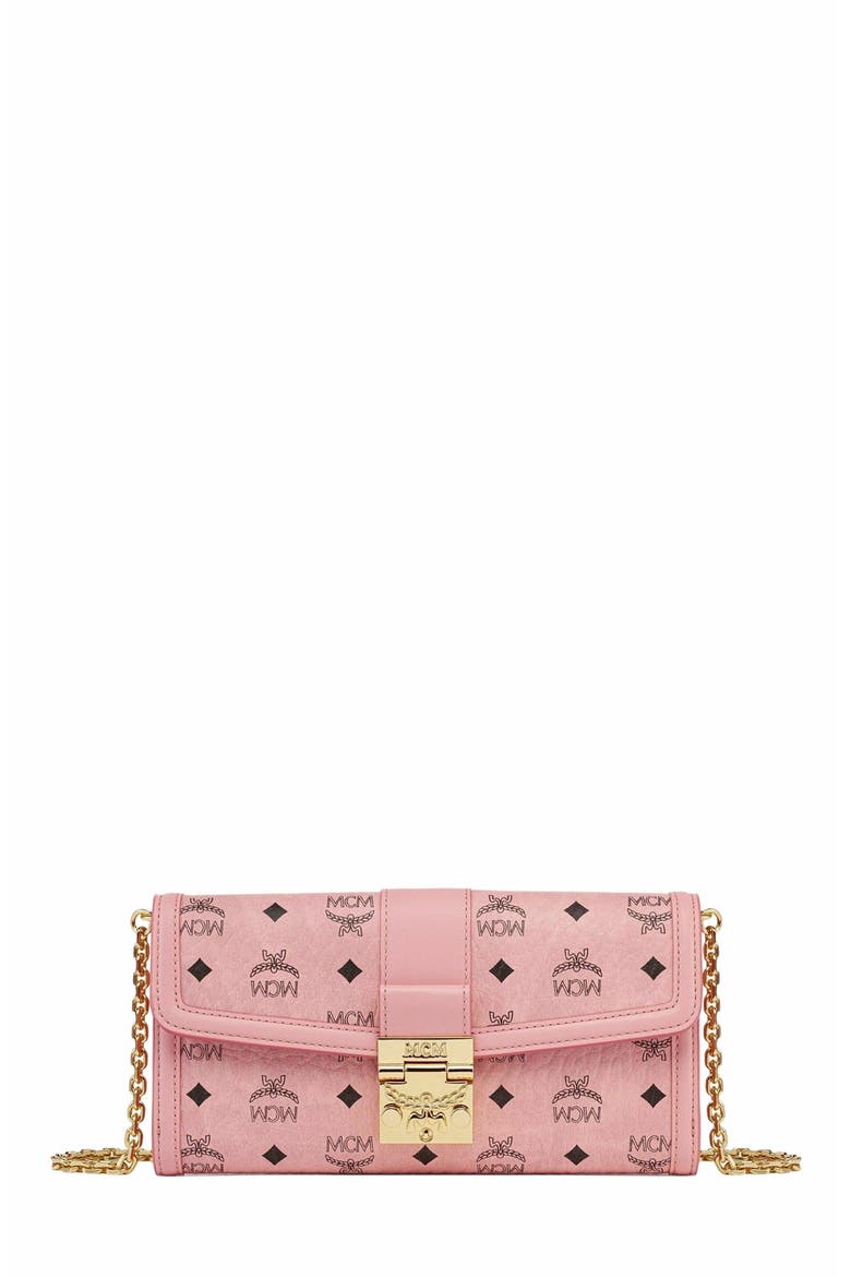 Tracy Chain Wallet in Visetos, Main, color, Pink