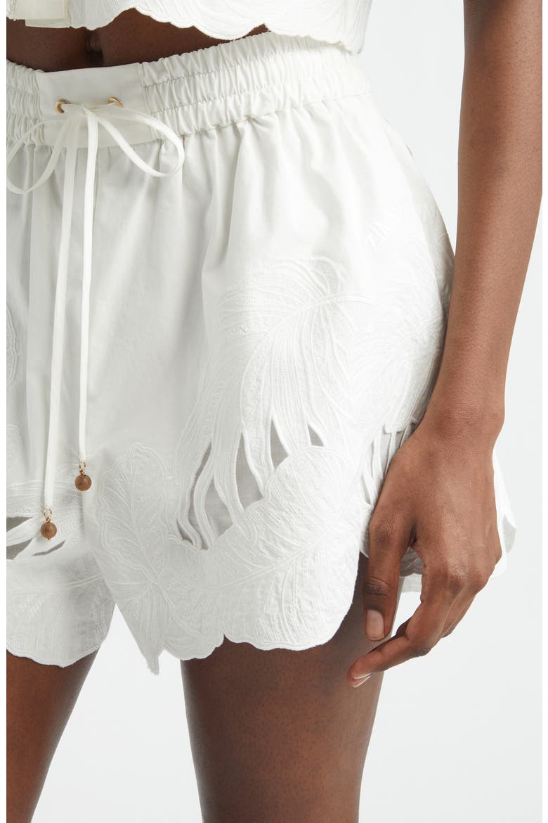 Mahon Embroidered Cotton Shorts, Alternate, color, IVORY