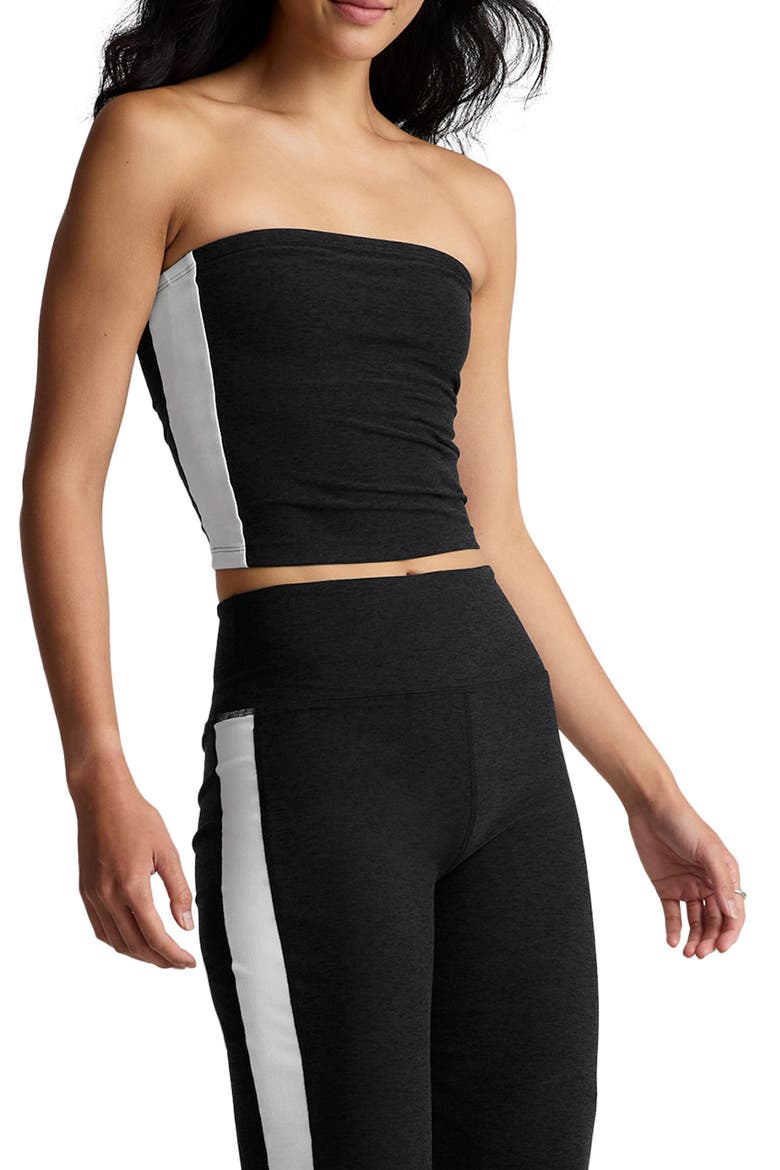 Space Dye Strapless Stripe Crop Top, Main, color, DARKEST NIGHT/ CLOUD WHITE