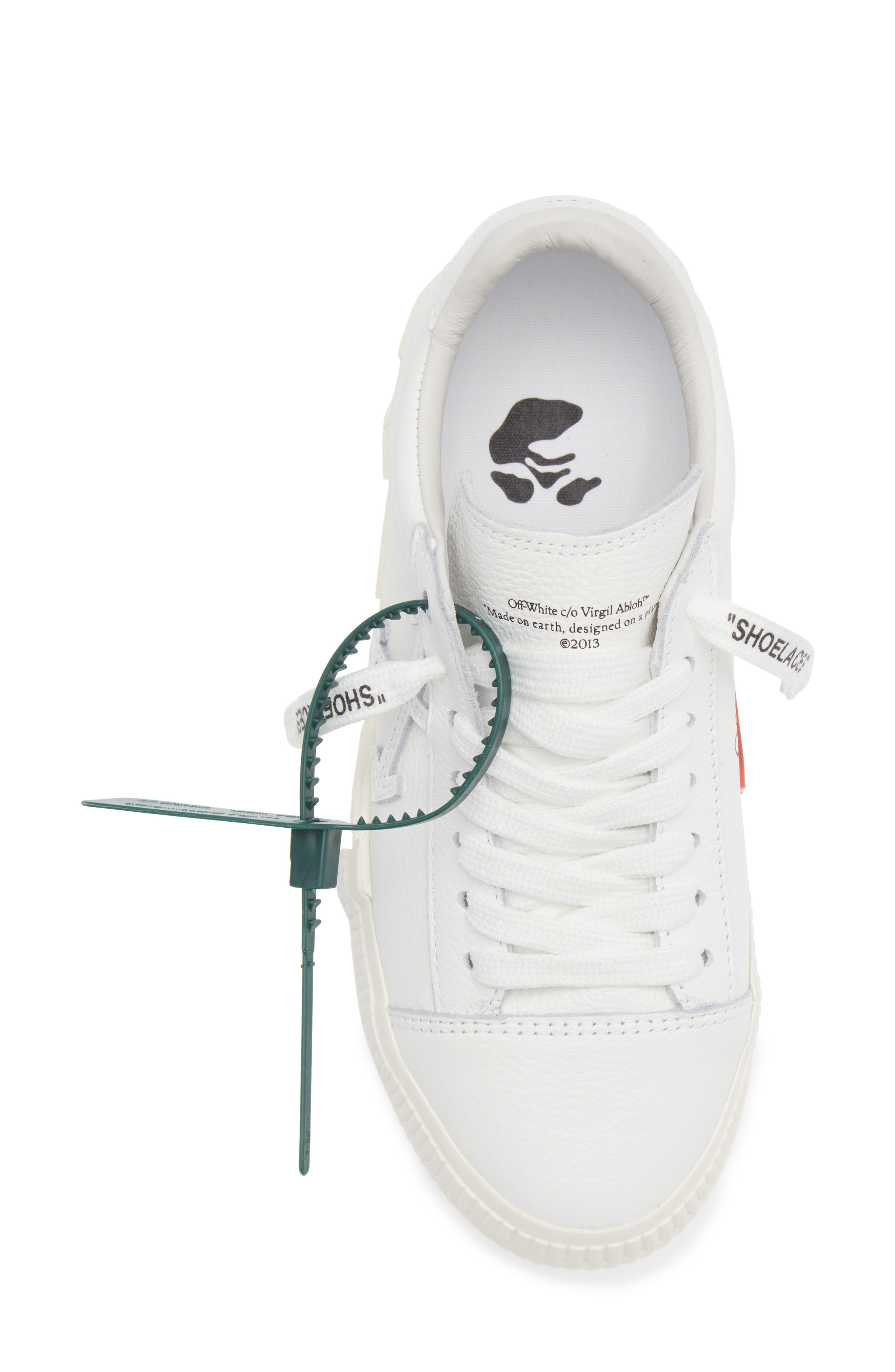 Off-White Low Vulcanized Leather Sneaker, Alternate, color, White White