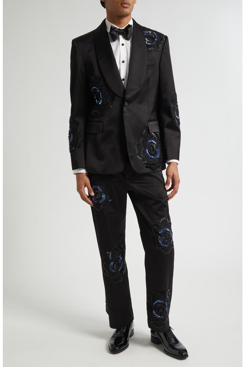 Poppy Shawl Collar Wool Suit Jacket, Alternate, color, BLACK