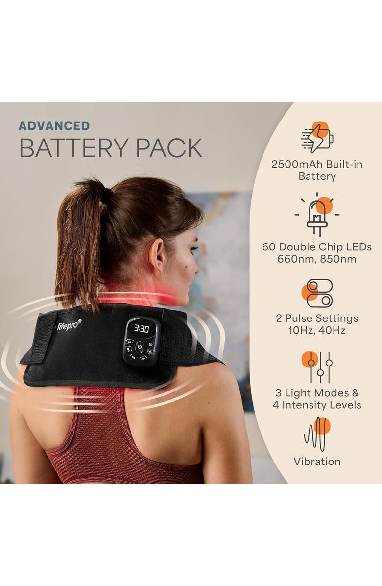 Lifepro Allevared Micro Red Light Therapy Belt  660nm & 850nm Near Infrared Red Light Pad, Alternate, color, Black