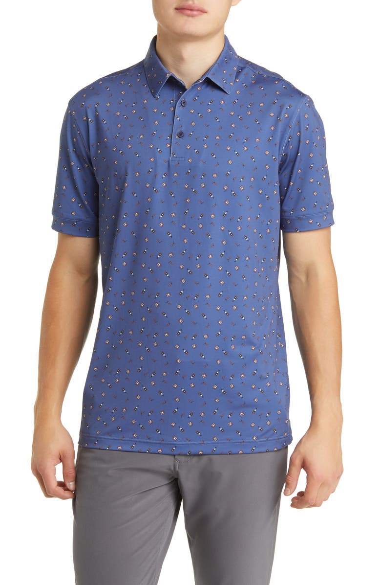 Mizzen+Main Men's Versa Whiskey & Cigar Print Performance Golf Polo, Main, color, 