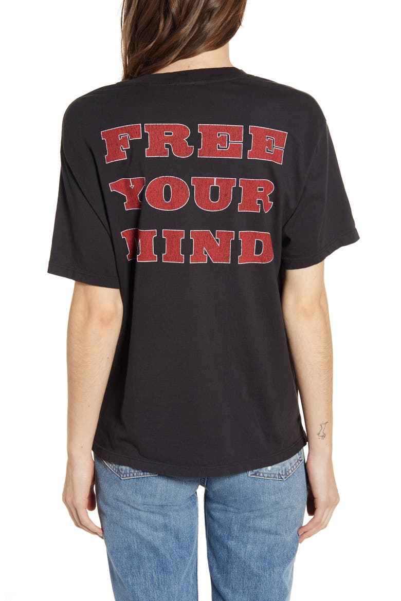 by Daydreamer Born Free Graphic Boyfriend Cotton Tee, Alternate, color, ASH BLACK