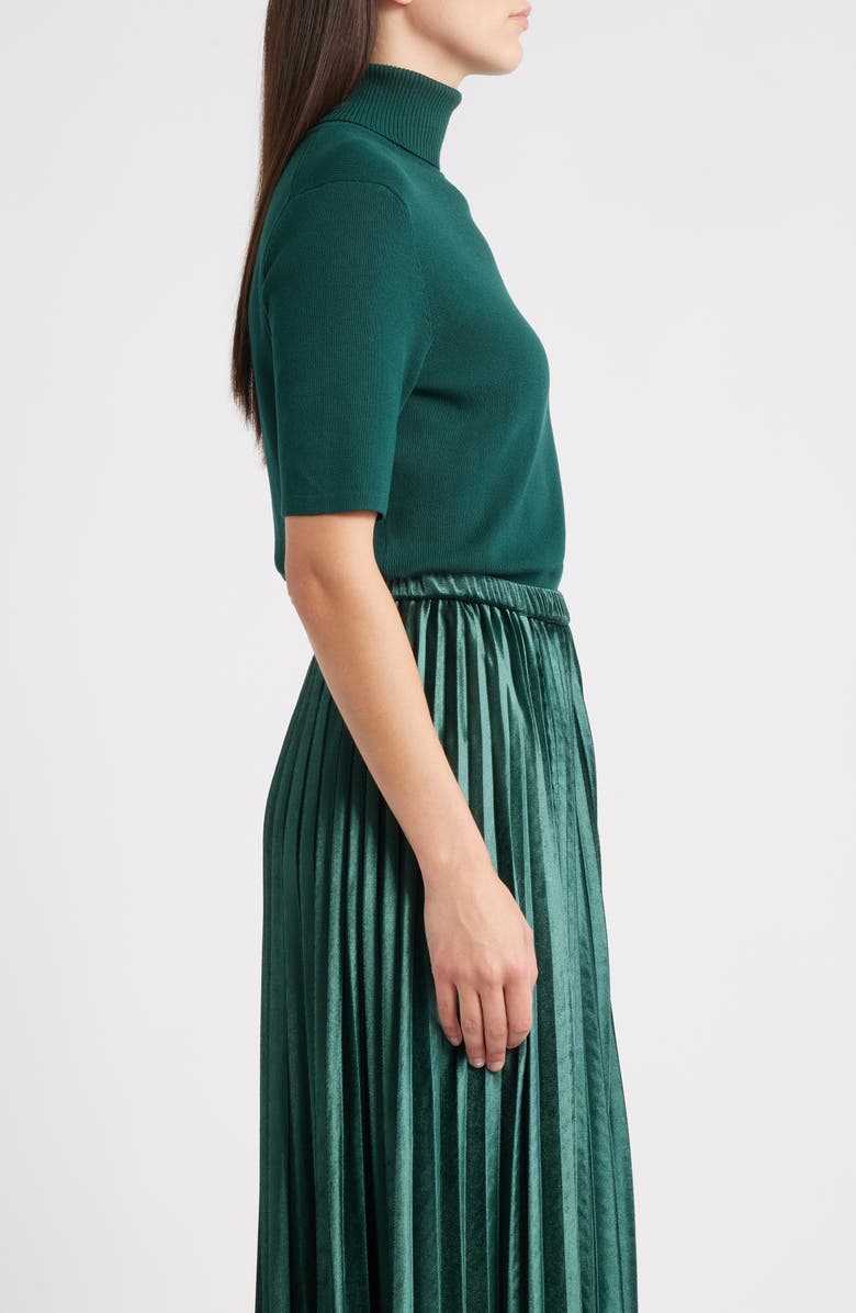 Anne Klein Short Sleeve Turtleneck Sweater, Alternate, color, Pine Forest