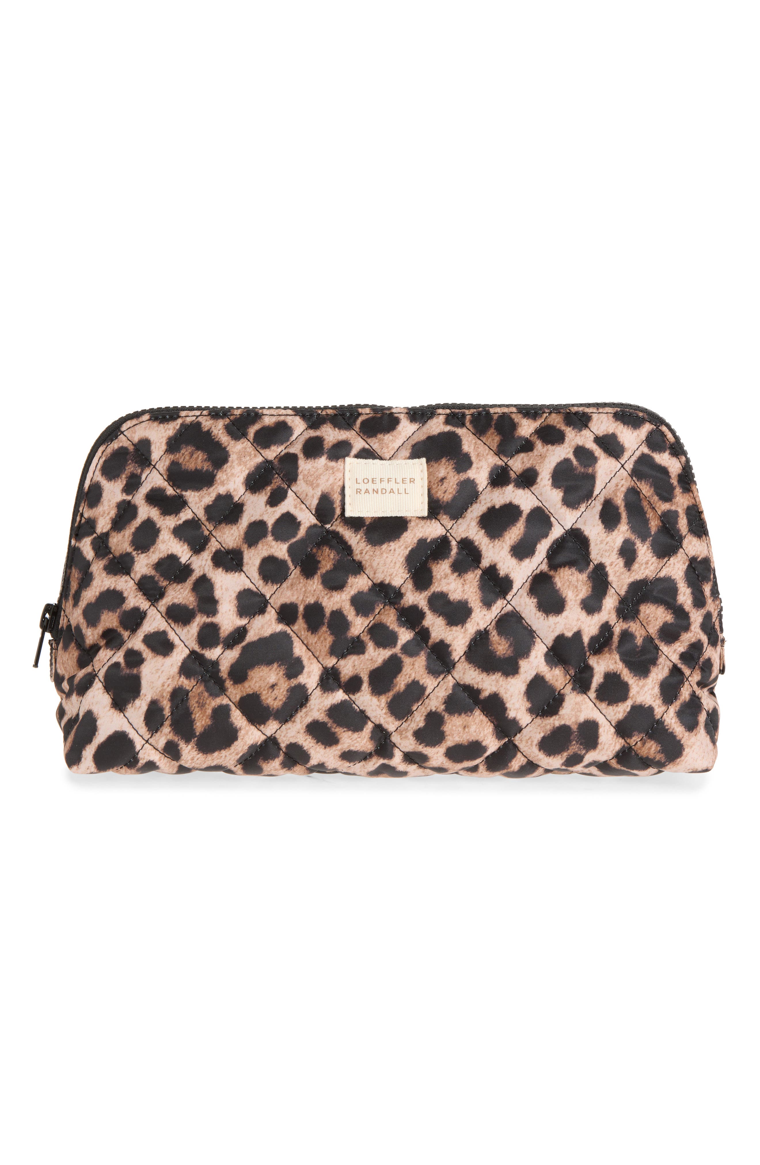 Frances Quilted Nylon Pouch, Main, color, BRUSHED LEOPARD