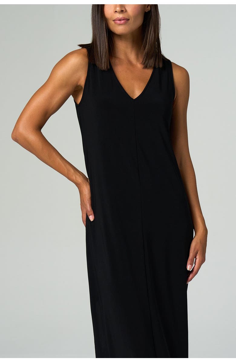 Franne Golde Luxe Stretch Sleeveless V-Neck Dress, Alternate, color, Black