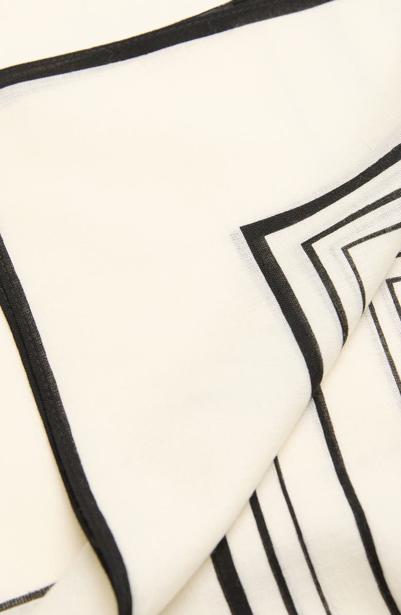 MANGO Selection Geometric Print Wool Scarf, Alternate, color, Ecru/ Black