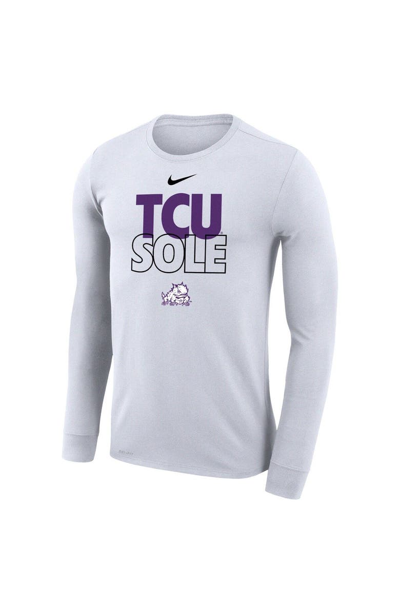 Nike White TCU Horned Frogs 2023 On Court Bench Long Sleeve T-Shirt, Alternate, color, 