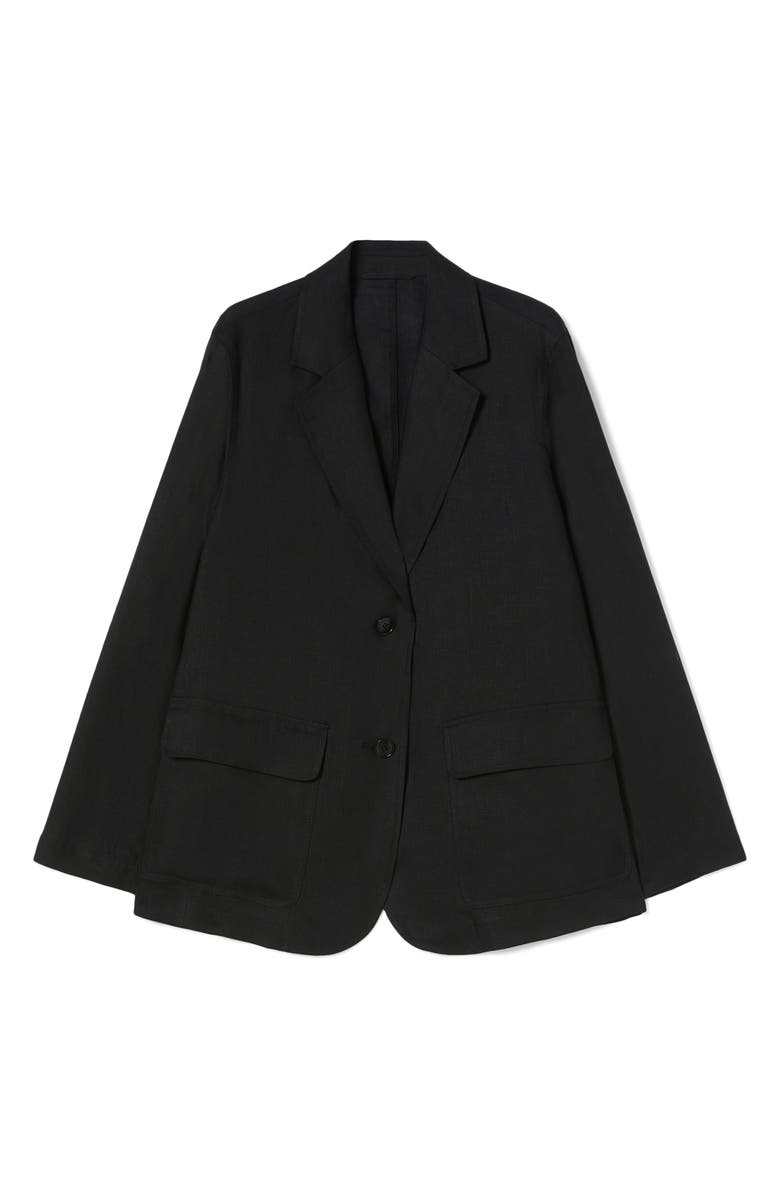 Marina Rinaldi Tonale Linen Blazer, Alternate, color, Black
