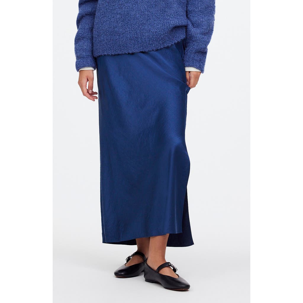Madewell Satin Maxi Slip Skirt In Deep Cobalt