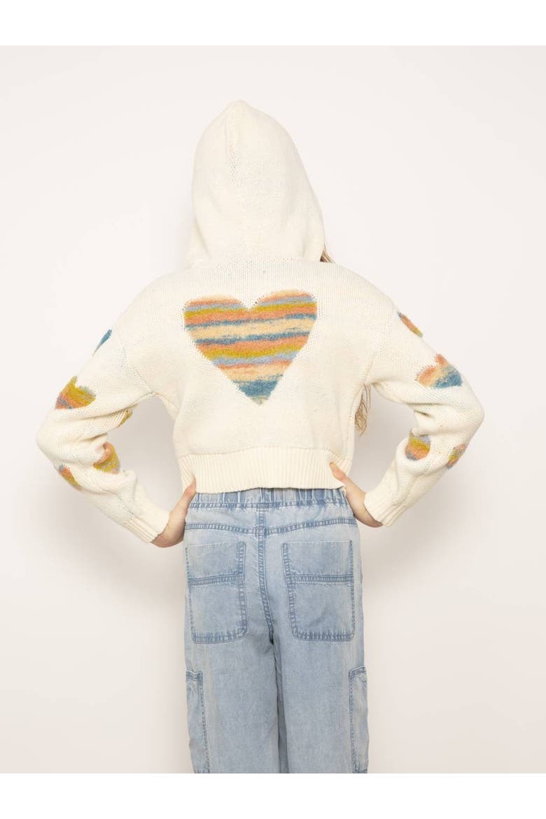 Janna Textured Hearts Hoodie, Alternate, color, IVORY