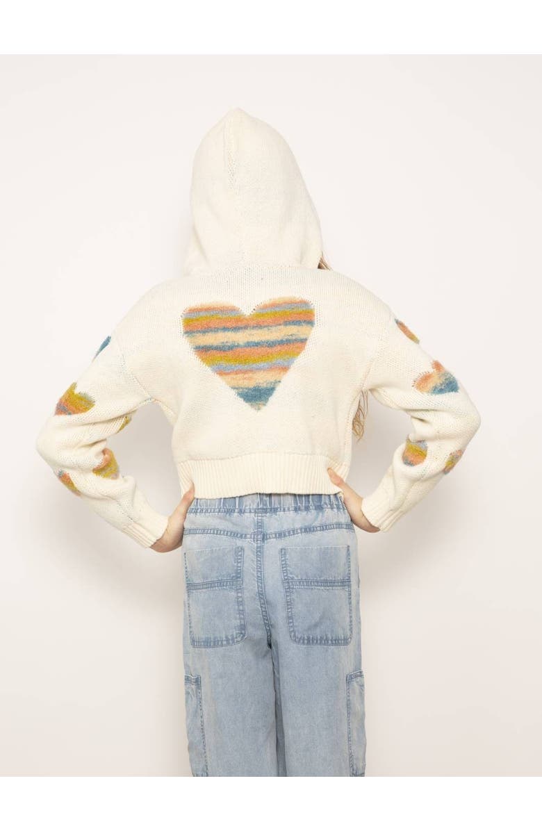 Central Park West Janna Textured Hearts Hoodie, Alternate, color, Ivory