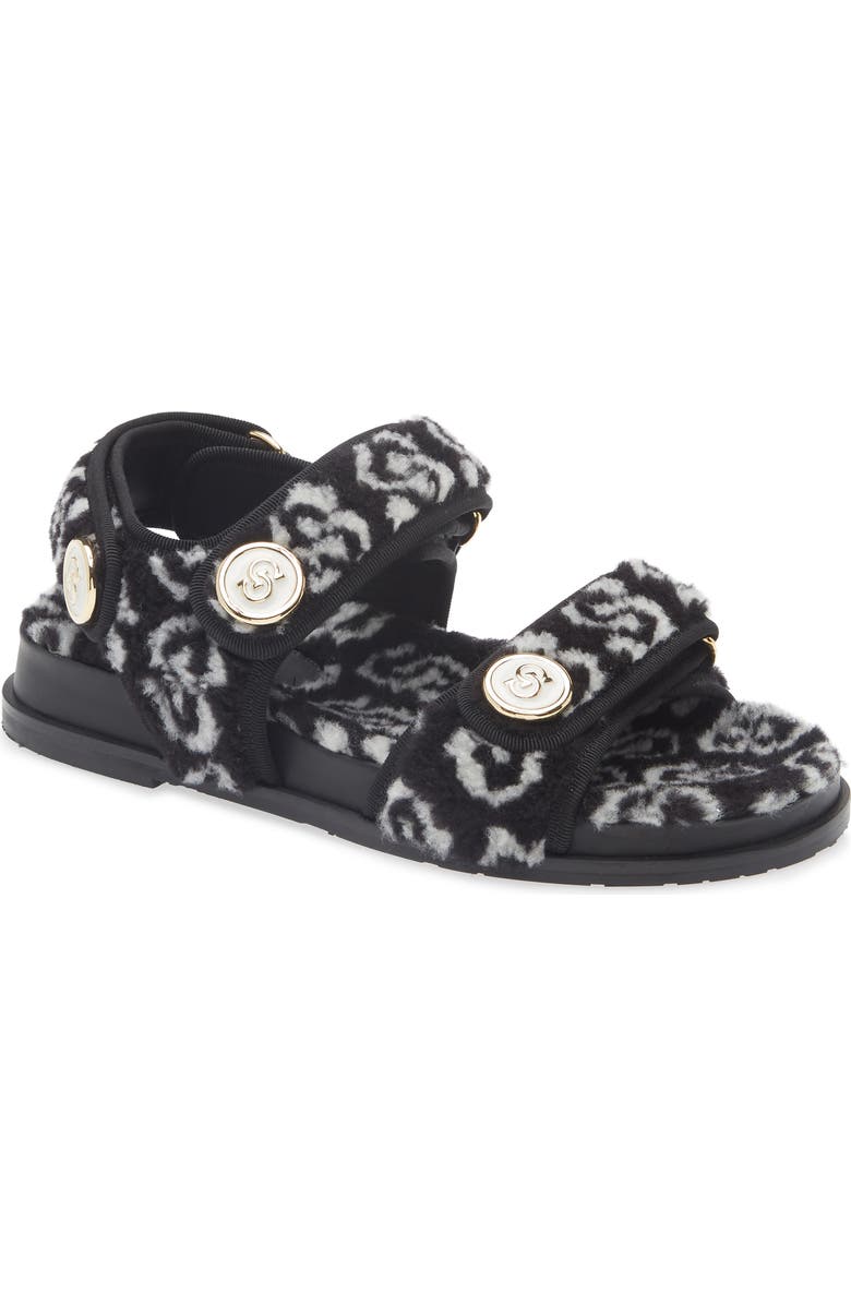 FERRAGAMO Keita J Gal Genuine Shearling Sandal, Main, color,