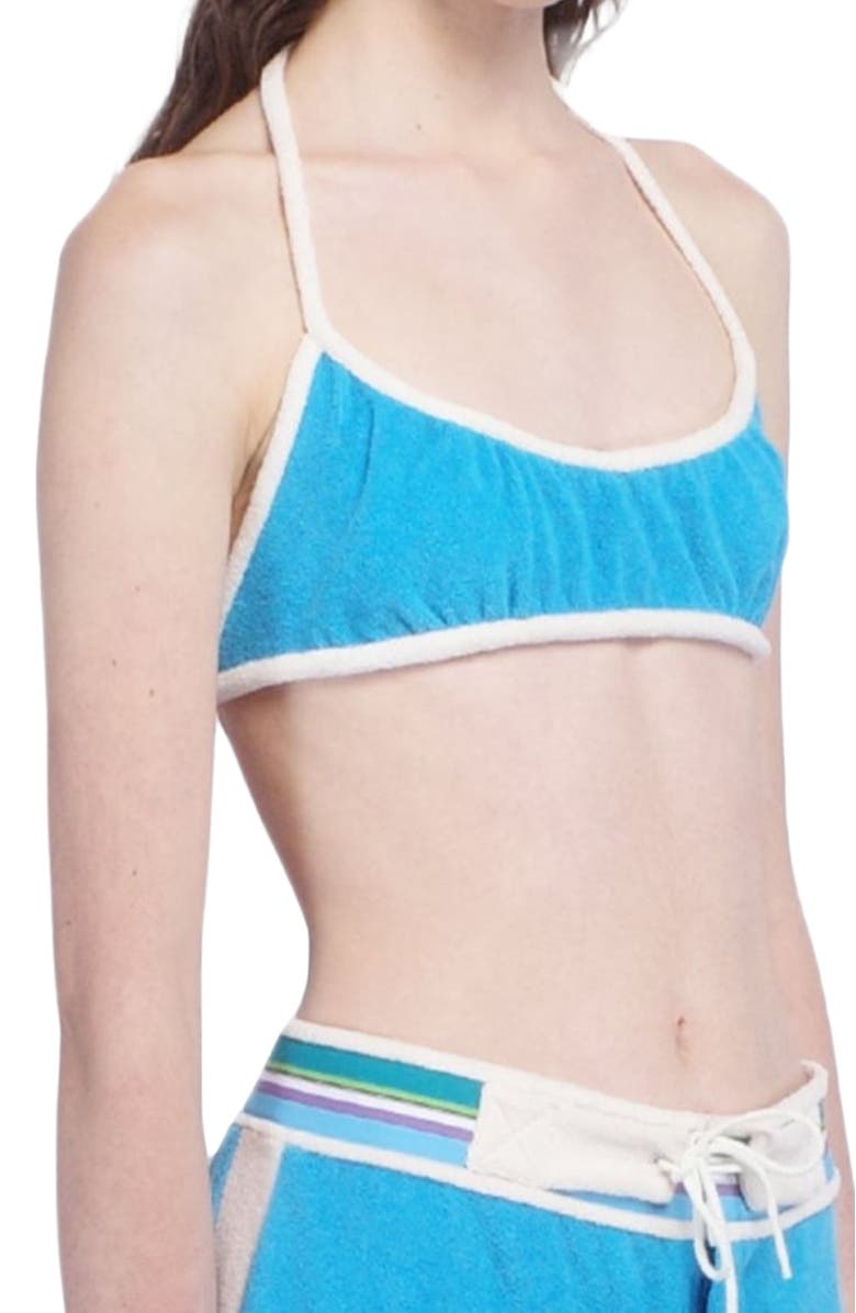 Anna Sui Cabana Terry Bikini Top, Alternate, color, Ocean Blue