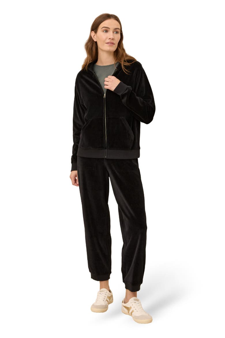 Organic Cotton Pure Velour Zip Hoodie, Main, color, Black