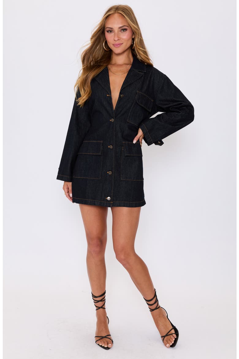 Canyon Long Sleeve Denim Minidress, Alternate, color, DARK DENIM