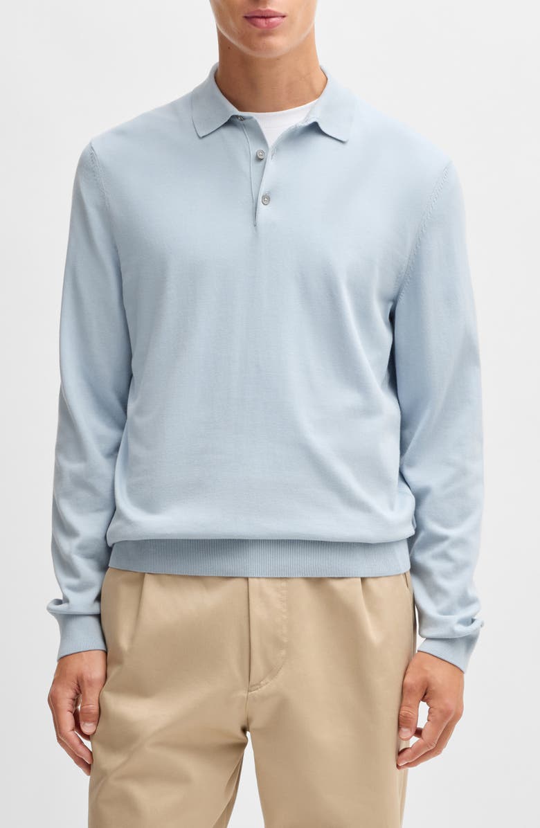 BOSS Gemello Cotton Polo Sweater, Main, color, Light Blue