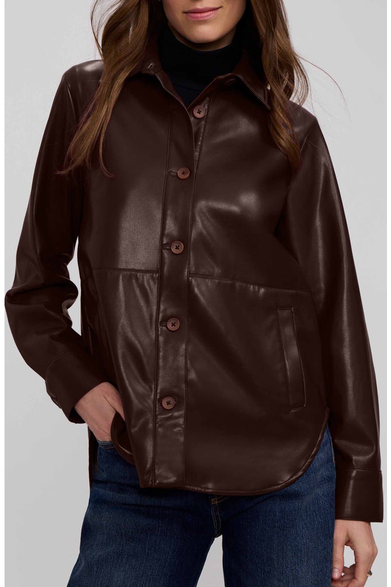 Ronnie Faux Leather Shirt Jacket, Main, color, CHICORY COFFEE BROWN