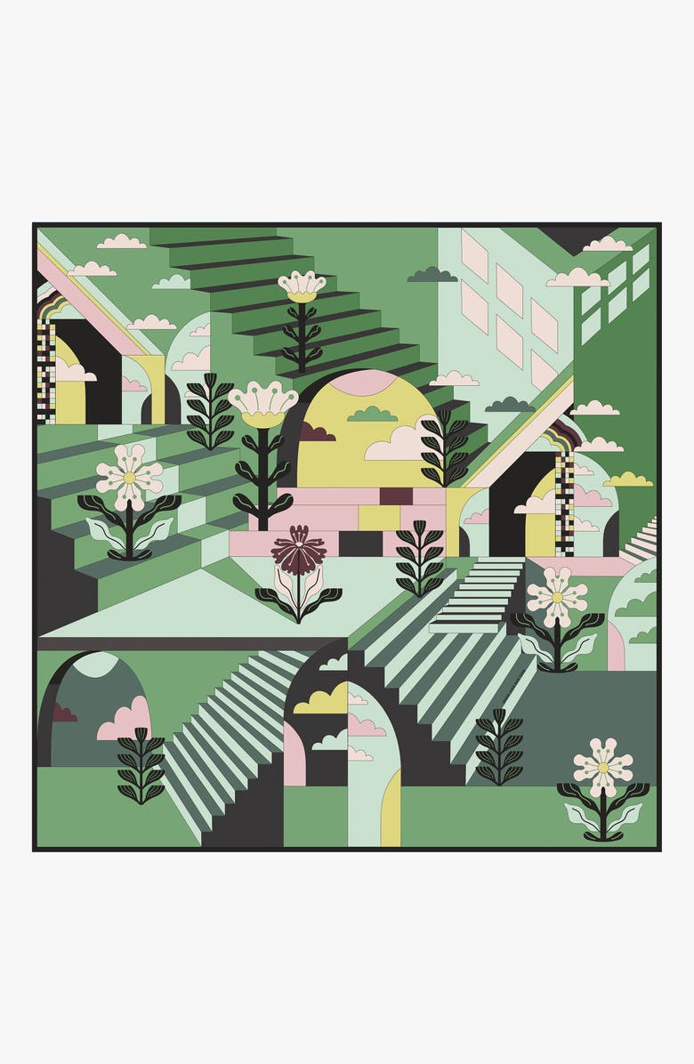 Jessie Zhao New York Double Sided Wool Silk Scarf Of Imagination, Main, color, Green