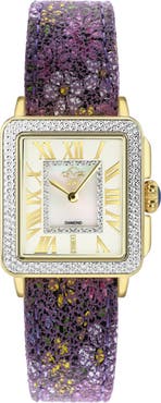 GV2 Padova Diamond Leather Strap Watch, 27mm x 30mm - 0.014 ctw