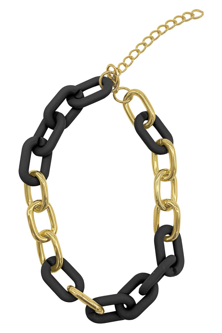 Two-Tone Oversize Link Necklace, Main, color, BLACK