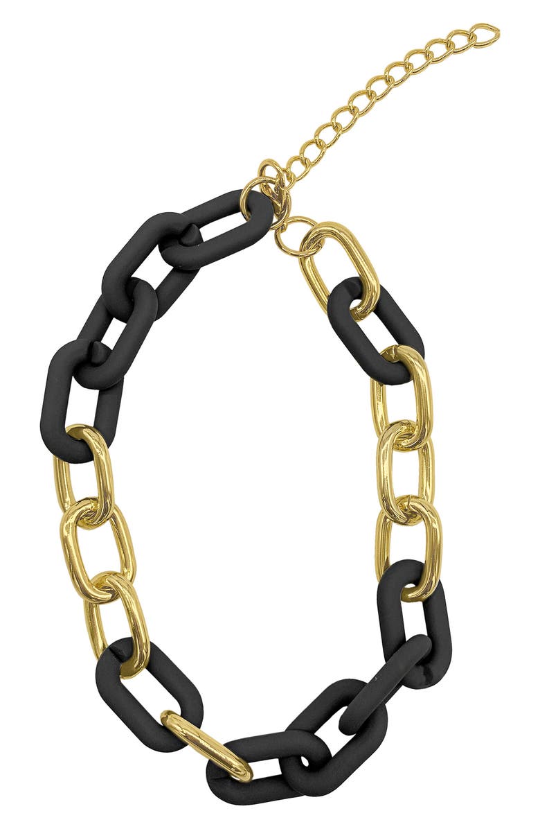 Adornia Two-Tone Oversize Link Necklace, Main, color, Black