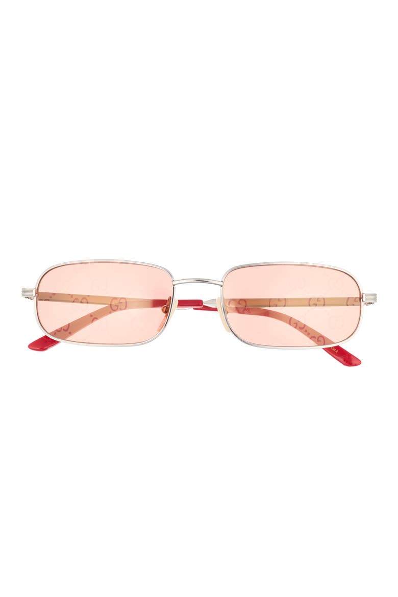 57mm Rectangular Sunglasses, Main, color, SILVER SILVER RED