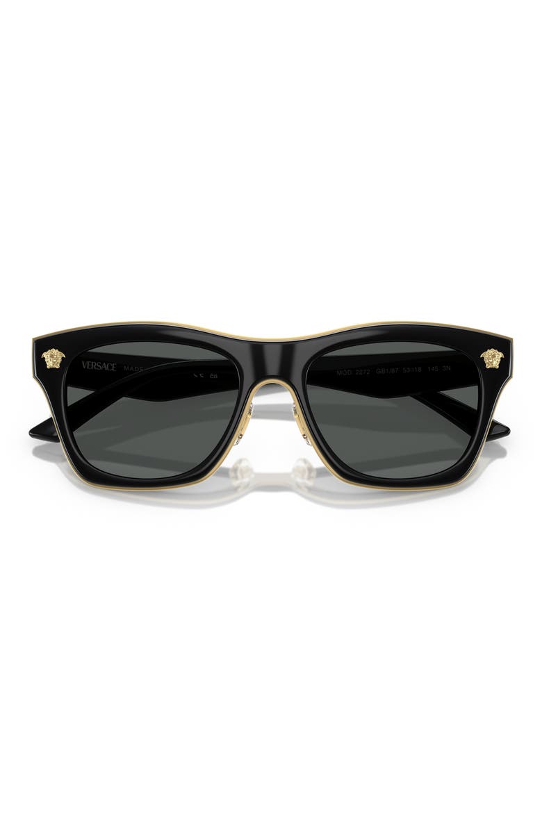53mm Rectangular Sunglasses, Alternate, color, BLACK